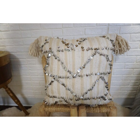 Vintage Moroccan Handira Pillow Cover: Berber Wedding Blanket Cushion 03YS00396 - Picture 1 of 10